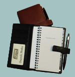 wirebound planner system with leather cover