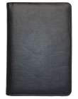 black faux leather planner cover with stitched edges
