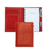 inside and outside views of red leather mini planner combo